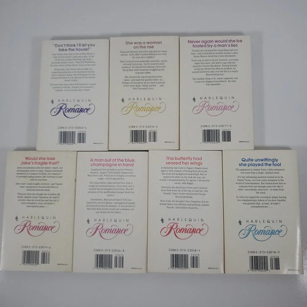 Harlequin Romances Vintage Books 1990. Various Authors. Lot Of 7